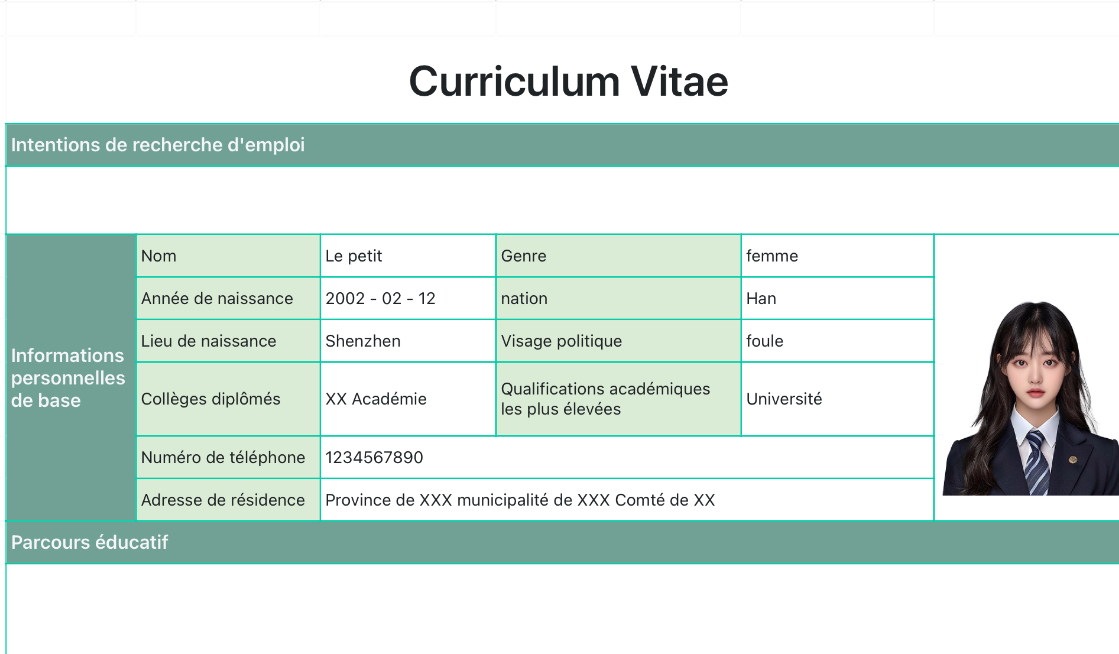 CV de recherche d'emploi personnel 1